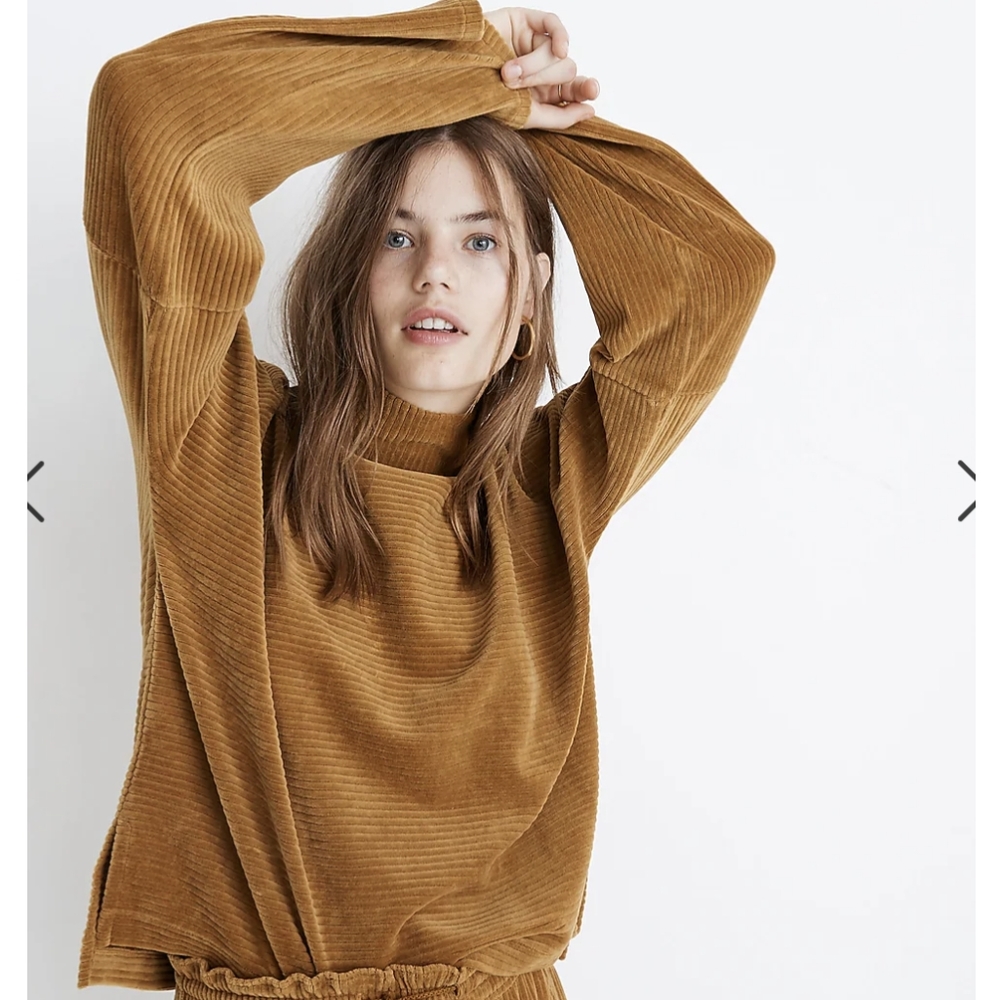 Madewell Texture & Thread Velour Corduroy Mockneck Top size xs